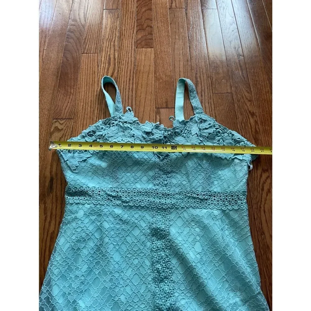 foxiedox Turquoise Angelisa Sleeveless Lace Maxi Dress Asymmetrical Hem Sz XL